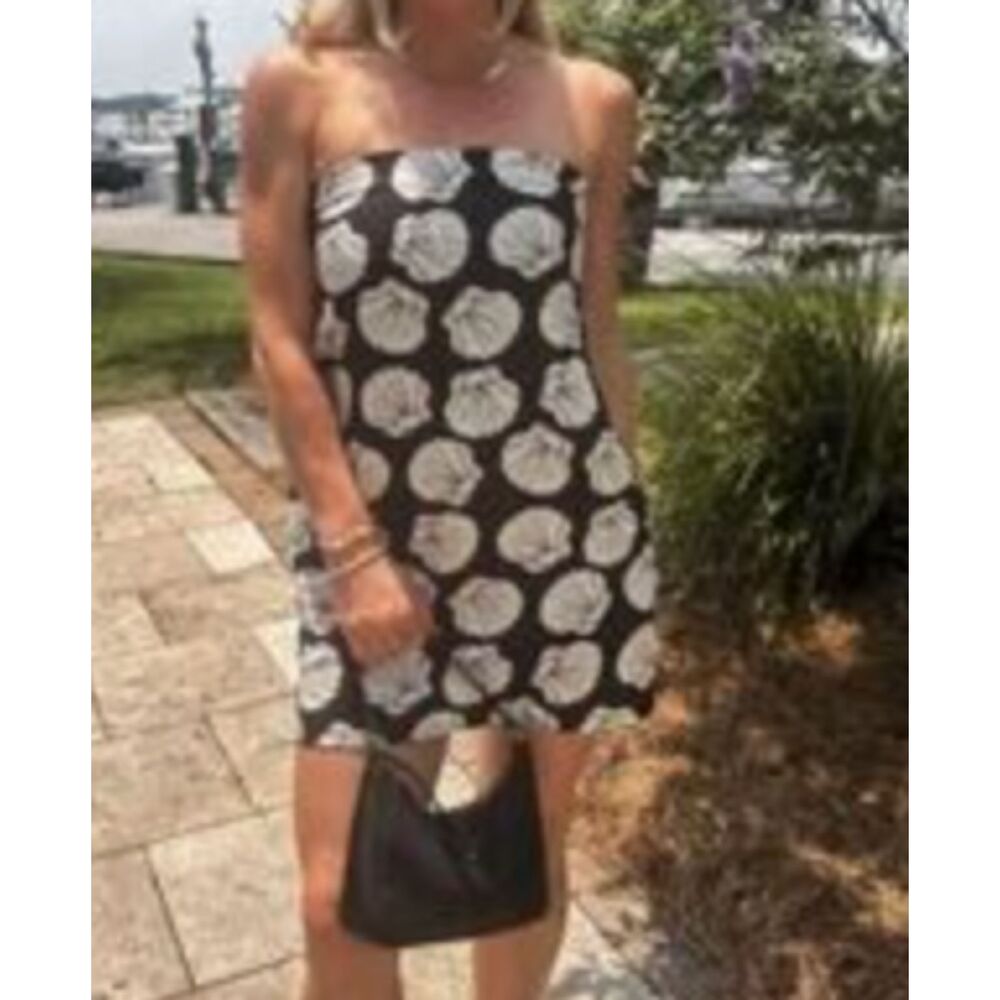 Abercrombie & Fitch Linen Blend Skort Mini Dress Black Cream Shell Print Small